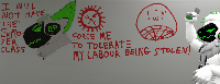 sometimes when you're fairly well known in your local megacity, you come across some rather... Flattering sentiments involving you sprayed onto walls.