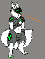 I decided to try my hand at making a full body piece for future reference when making art of him :3

I also decided to give him optional arm guards as well. (with a special design :3) 
I tried to follow a tutorial just to get the idea of how the lower half would look like.
(I suck at drawing lower bodies)