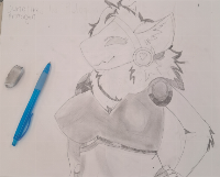 AN ENTIRE 3 DAYS OF DRAWING AND ERASING AND SMUDGING!!!
And I finally finished
The one and only!!!
 Juno the Protogen!!!
(Sorry if it looks off:[ iv been stressed a lot and it's been affecting me harshly)