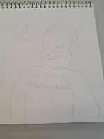 I never got tought how to draw arms from my friend. But I he tought me how to draw a body...so I kinda just prayed and winged it with the arms. What do you think?...it reminds me of shedletsky...