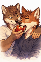 Sorry, I'm not good when it comes to objects so don't mind the apple, first post made this on my ipad hope you guys like it OwO and new furry friends?