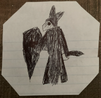 First time doing a actual full body of a protogen, based it off of BONELAB, hachet and shield, its ok, imma improve on this.