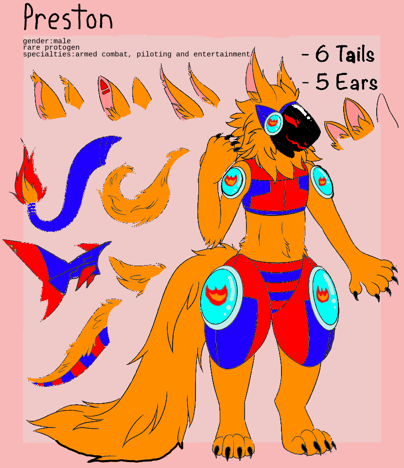 this is preston's final version and the Primogenitors even went and gave him a tail that acts as a flamethrower also if you want to learn more about the protogens and their creators the Primogenitors check out this video 
- https://www.youtube.com/watch?v=ueke8W-Q7Xk&t=2s