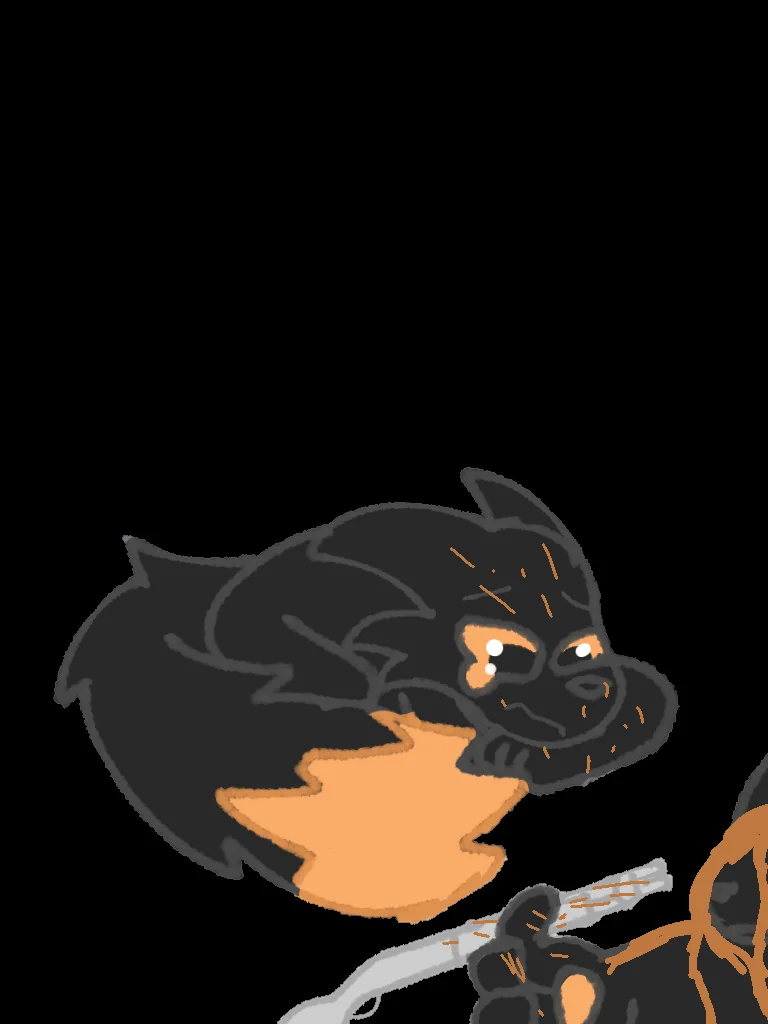 Believe it or not.. this is another scav prototype character. Game by Orsoniks. Artist: unknown however it is from the Scav Prototype reddit.
With that aside, Male, 5'7", missing right arm from incident on the Grey Planet, slightly traumatized due to such events, single, knows both Chip and Rose, having been friends during the Gunsaw era, possessive of items/people, excellent fighting skills, can be prone to lashing out at people.
His name is Basil